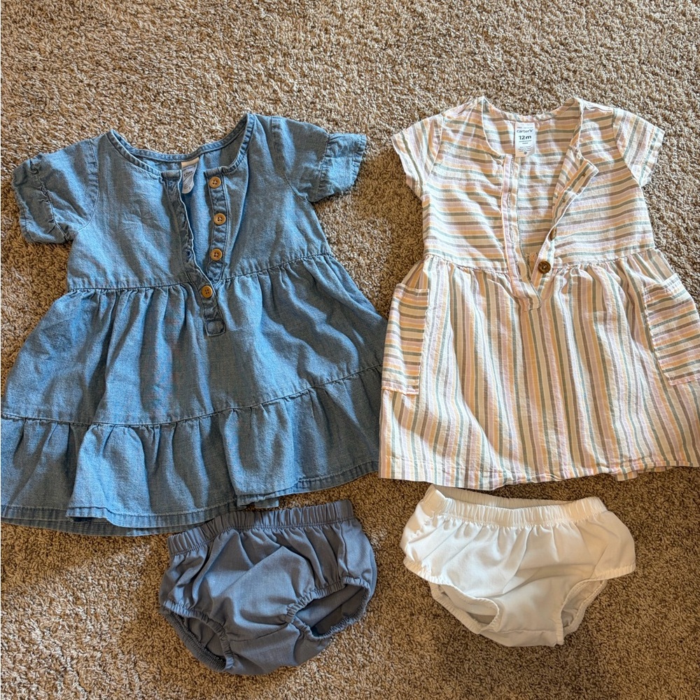 Carter's Set of 2 Cotton 12m Dresses and Bloomers